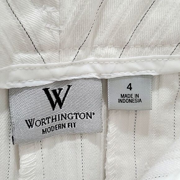 WORTHINGTON CAPRI PANTS, Sz 4, White with Black Strips - Picture 4 of 13